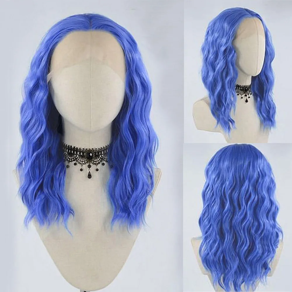 

Synthetic Wig Blue Body Wave Glueless Preplucked Lace Front For Women With Baby Hair Heat Resistant Fiber Hair Wigs Daliy Wear