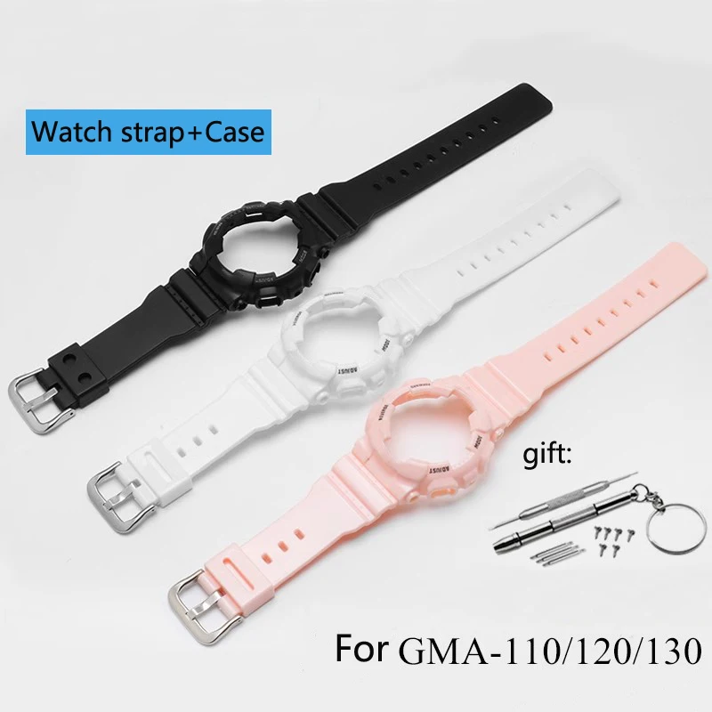 

Watch Accessories Band for Casio G-Shock Gma-s110 s120 s130 s140 Outdoor sports waterproof watch strap case 16mm Resin Watchband