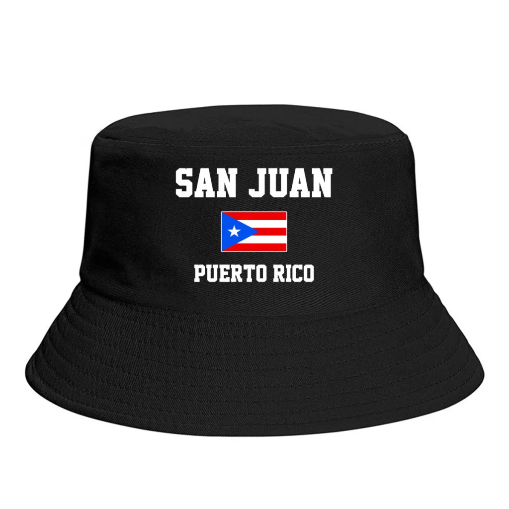 

Bucket Hats Puerto Rico San Juan Emblem Flag Sun Shade Cool Outdoor Summer Fisherman Caps Fishing Hat