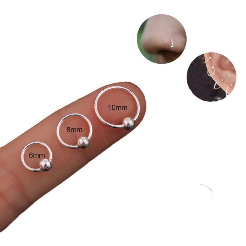 

1Piece Sleep S 925 Sterling Silver Body Piercing Jewelry Nose Ring Ear Piercing Earrings Jewellery