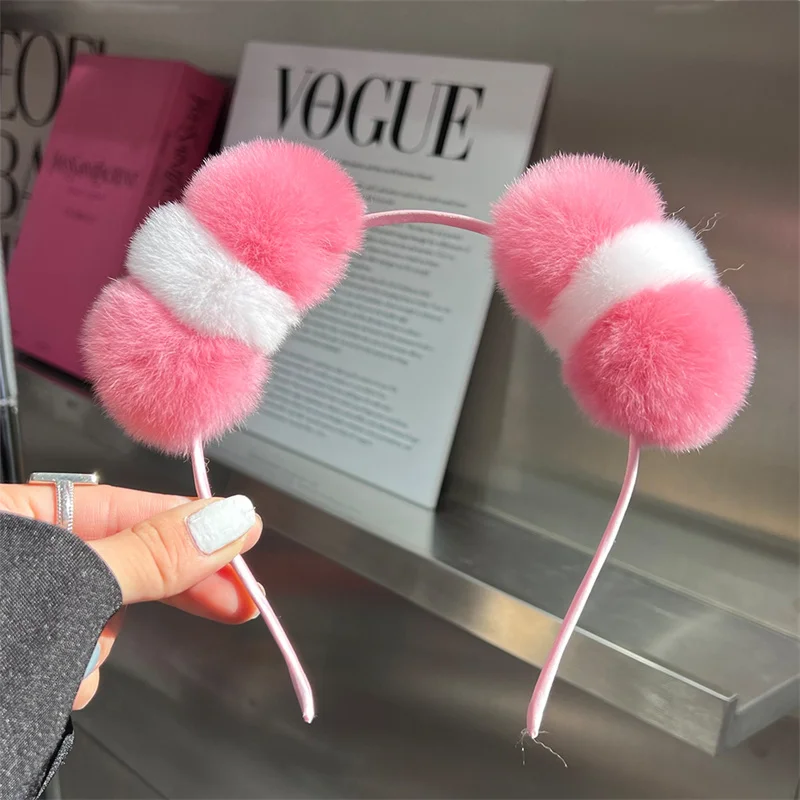 Обруч для волос с помпоном из кролика Рекс, Корейская версия, Тренд Осень и зима, Детские милые пушистые аксессуары для волос 
Обруч для волос с помпоном из кролика Рекс, Корейская версия, Тренд Осень и зима, Детские милые пушистые аксессуары для волос