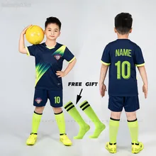 Boys Football Jersey tracksuit Child Soccer Sports Uniforms Kids Play Ball Sportswear Kits vest childrens football suit Socks