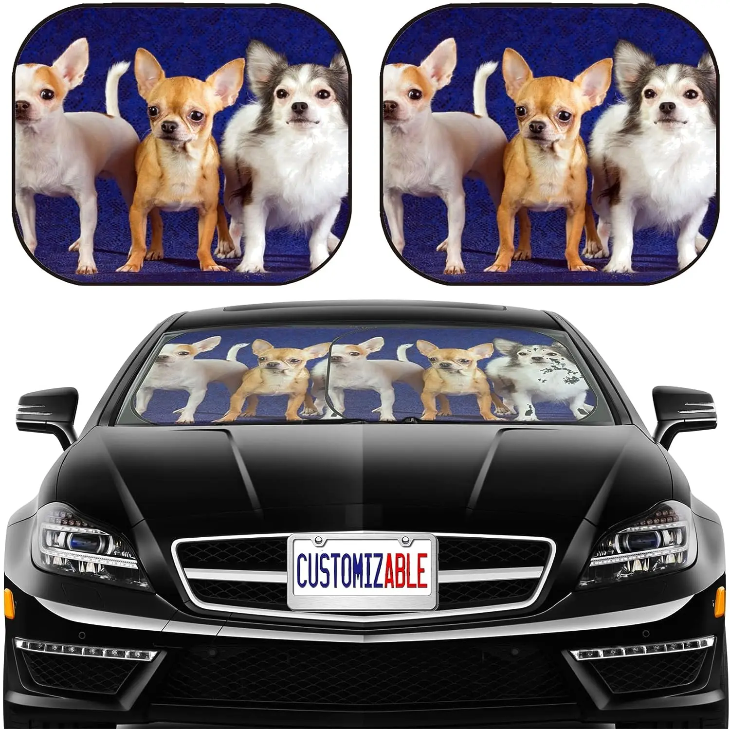 Chihuahua Dog Car Sun Shade Windshield Sunshade Universal Fit 2 Pack Block Sun Glare UV and Heat Protect Car Interior Decor
Chihuahua Dog Car Sun Shade Windshield Sunshade Universal Fit 2 Pack Block Sun Glare UV and Heat Protect Car Interior Decor