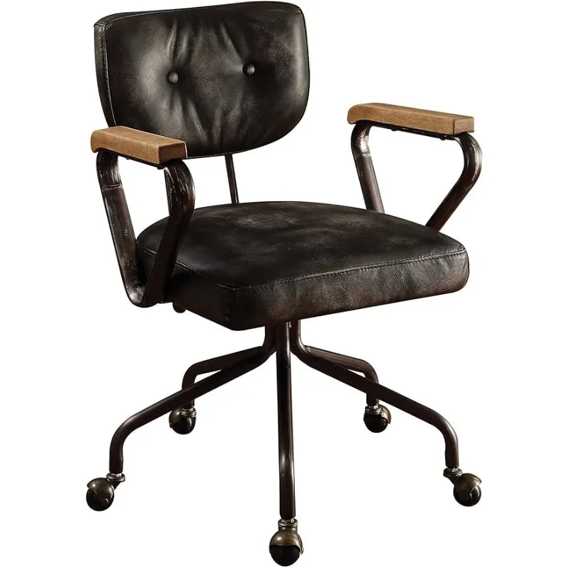 

Acme Hallie Leather Swivel Office Chair in Vintage Black