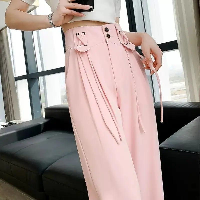 White Thin Baggy Pants Summer 2023 Women Personality Lace-up High Waist Black Wide Leg Pants Office Lady Elegant Loose Trousers
White Thin Baggy Pants Summer 2023 Women Personality Lace-up High Waist Black Wide Leg Pants Office Lady Elegant Loose Trousers