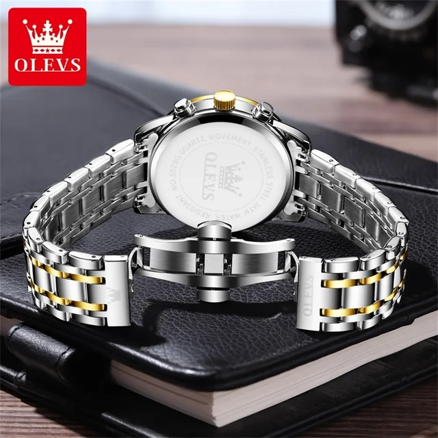 OLEVS-Montre à Quartz Étanche pour Homme, Phase de Lune, Circulation DNonomique, Calendrier, Montre-Bracelet Lumineuse, Marque de Luxe, Original 2