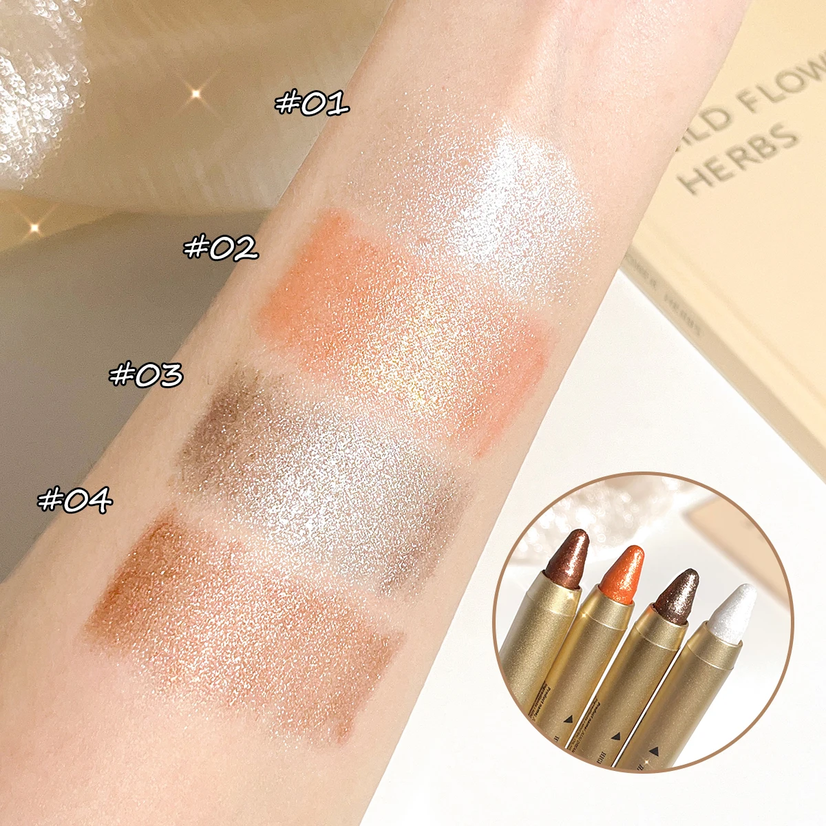 Glowing highlighter eye shadow pencil with pearlescent shimmer and fine glitter for brightening and a dimensional effect 15 S208dc3fdf8c1477da367736185076745X
