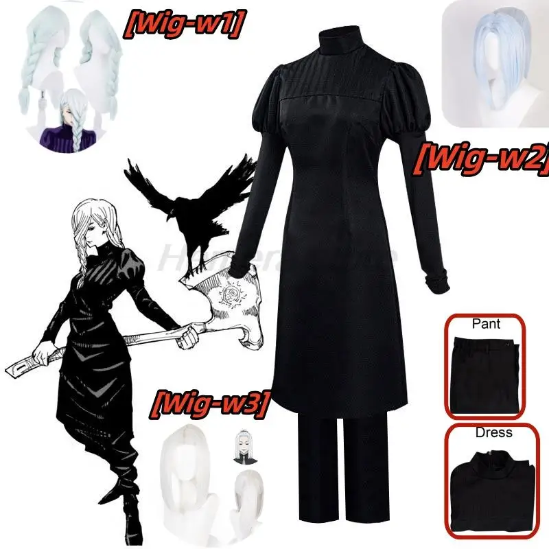 

Anime Jujutsu Kaisen Season 2 Mei Mei Cosplay Costume Braid Wig Black Dress Pants Tokyo High Uniform Shibuya Incident