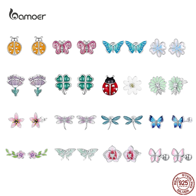 Bamoer 100% 925 Sterling Silver New Blue Pink Butterfly Flower Stud Earrings for Girl Insect Earrings Fine Wedding Jewelry Gift
Bamoer 100% 925 Sterling Silver New Blue Pink Butterfly Flower Stud Earrings for Girl Insect Earrings Fine Wedding Jewelry Gift