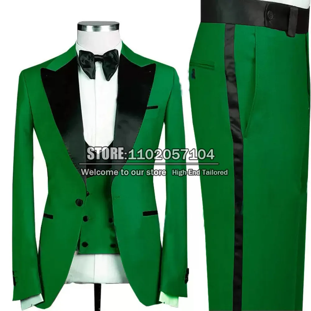 Tailor-Made Wedding Tuxedo Green Suits Men Slim Fit Black Notched Lapel Jacket+Vest+Pants 3 Pieces Groom Wear Man Fashion Dress
Tailor-Made Wedding Tuxedo Green Suits Men Slim Fit Black Notched Lapel Jacket+Vest+Pants 3 Pieces Groom Wear Man Fashion Dress