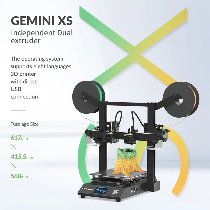 

TRONXY New upgrade Gemini XS FDM 3d Printer With 255*255*260mm Printing Size Independent Dual Extruder Auto-leveling 3D Printer