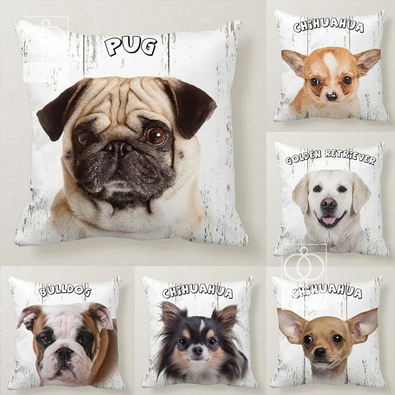 

Cute Dog Yorkie Pillowcase Pug Pet Club Cushion Cover for Sofa Car Bedroom Throw Pillow Body Pillow Cover Fashion New Decorative