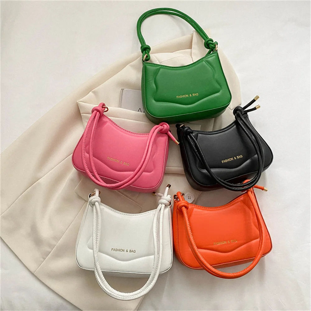 

New PU Leather Underarm Package Korean Solid Color Popular Single Shoulder Handbag Colorful Square Mobile Phone Bag For Women