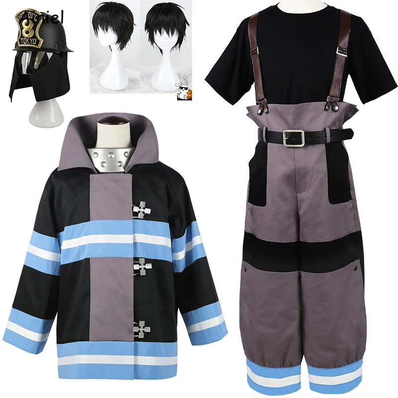 

Shinra Kusakabe Costume Coat Pants Jackets Fire Force Cosplay Costume Enen no Shouboutai Fire Brigade Asa Boiru Uniform Men Boys