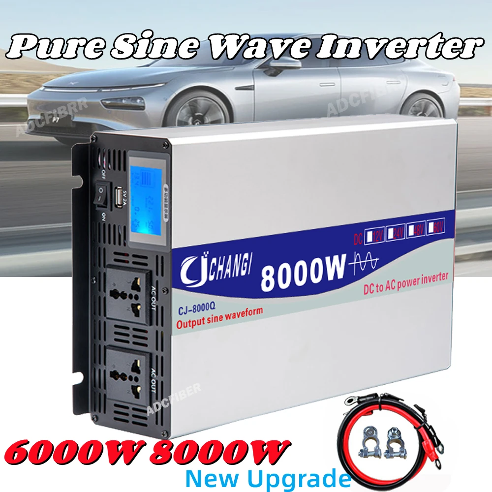 

Inverter 12V 220V 6000W 8000W 24V 48V 60V 72V DC To 110V AC Pure Sine Wave Voltage Converter Power Solar Inverter LED Display