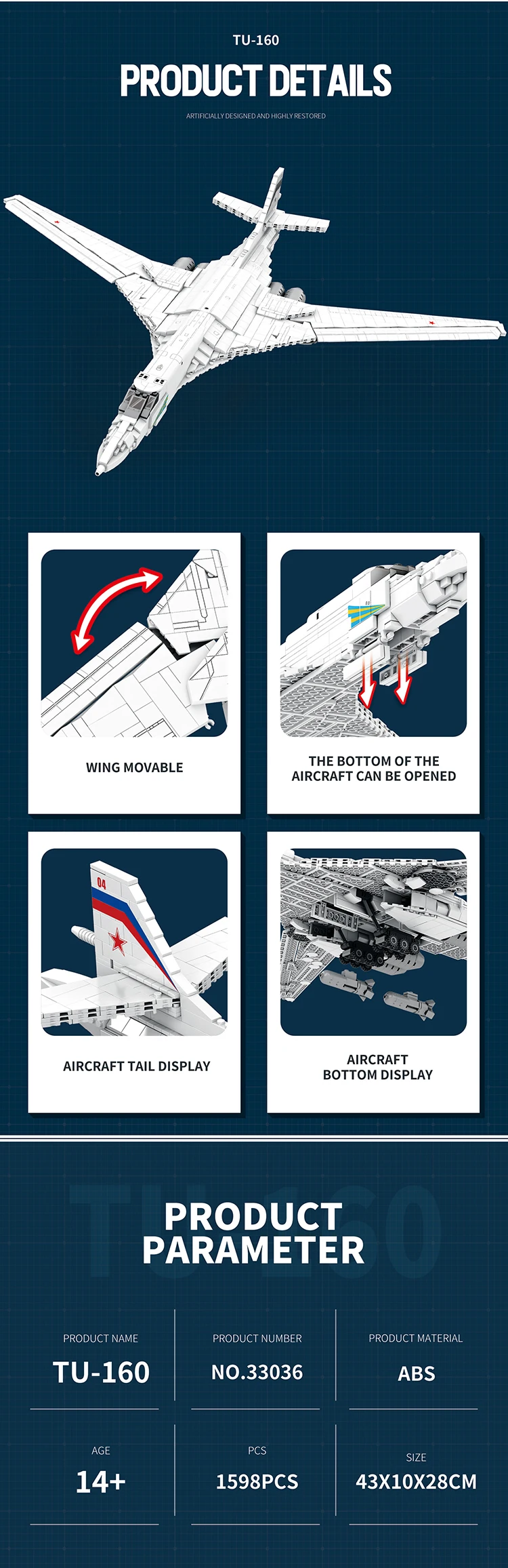 1598PCS Military Tu-160 Bomber Model Building Blocks Air Force Aircraft Fighter Bricks Toys Creative Desktop Ornaments Kids Gift 1598PCS Military Tu-160 Bomber Model Building Blocks Air Force Aircraft Fighter Bricks Toys Creative Desktop Ornaments Kids Gift