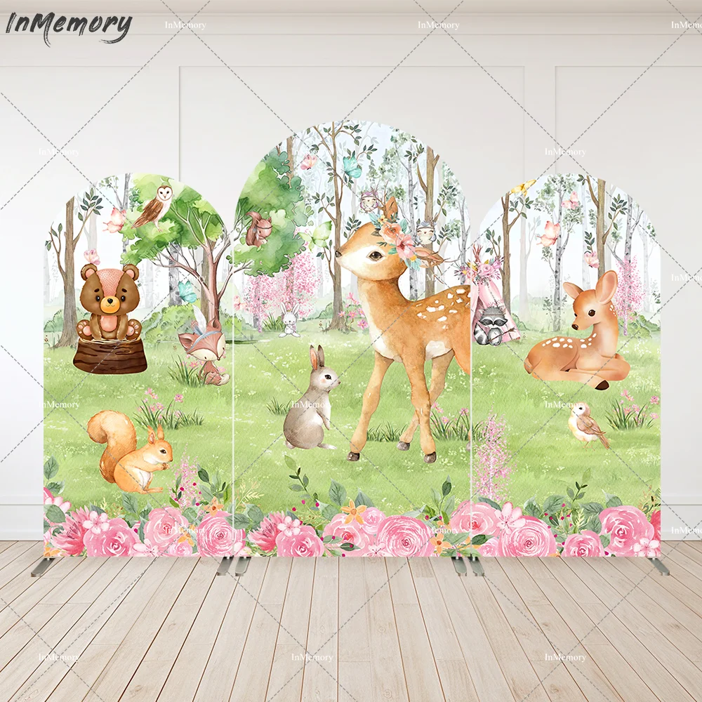 

Woodland Bambi Arch Backdrop for Birthday Party Supplies Forest Spring Photo Backgrounds Bambi Theme Baby Shower Wall Banner