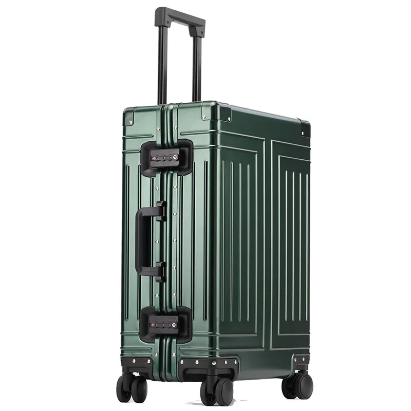 

All aluminum magnesium alloy luggage Large capacity metal luxury case Customs code lock universal wheel boarding box