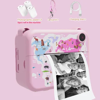 Brinde alegria aos seus filhos com a câmera digital infantil de desenhos animados! 9 Instant Digital Camera,Camera with Print Paper Kids Child Selfie Video Camera Toy Camera Kids Camcorder,New Year, New Year's Day