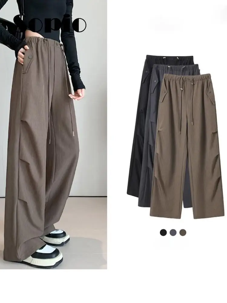 Drawstring Pants Women Spring Summer 2024 New Fashion Pleated Casual Loose Overalls Wide Leg Pants High Waisted Long Trousers
Drawstring Pants Women Spring Summer 2024 New Fashion Pleated Casual Loose Overalls Wide Leg Pants High Waisted Long Trousers