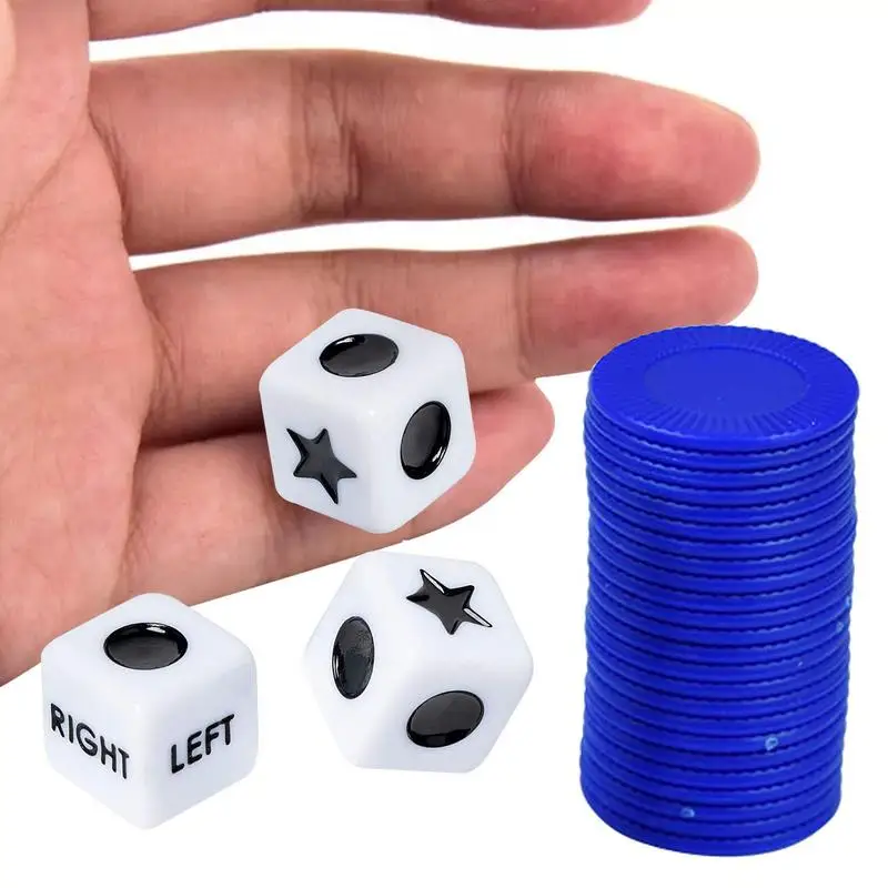 

Left Right Center Dice Game English Version Innovative Left Right Center Table Game With 3 Dices And 24 Random Color Chips For