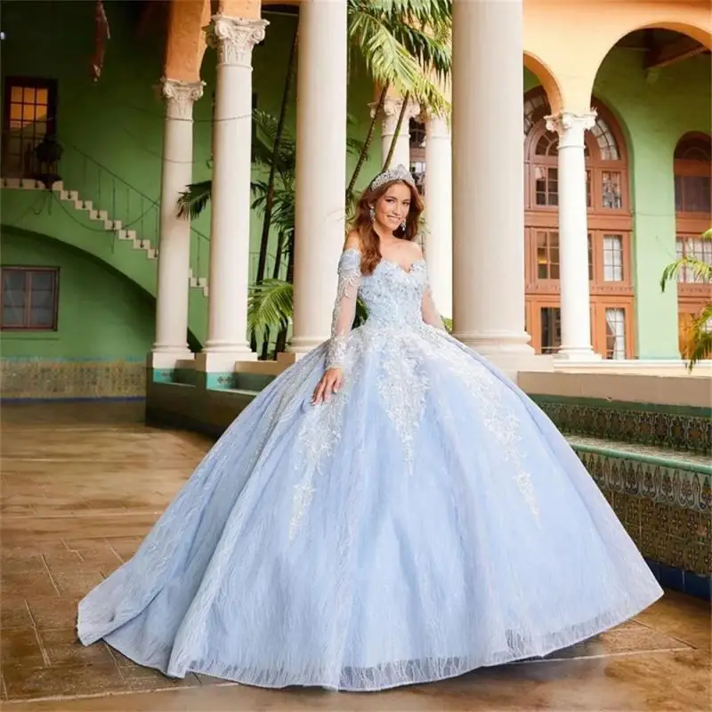 Light Sky Blue Quinceanera Dresses Sweet 16 Ball Gown 2024 Off The Shoulder Lace Appliques Beads Pageant Party Princess
Light Sky Blue Quinceanera Dresses Sweet 16 Ball Gown 2024 Off The Shoulder Lace Appliques Beads Pageant Party Princess