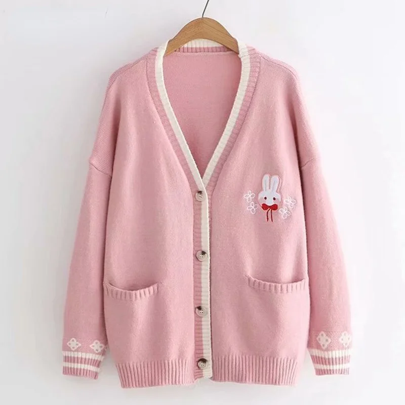2023 Cartoon Embroidery Rabbit Knit Cardigan Female Autumn Winter Loose Knitwear Women Sweater V Neck Cardigan Jacket Women
2023 Cartoon Embroidery Rabbit Knit Cardigan Female Autumn Winter Loose Knitwear Women Sweater V Neck Cardigan Jacket Women