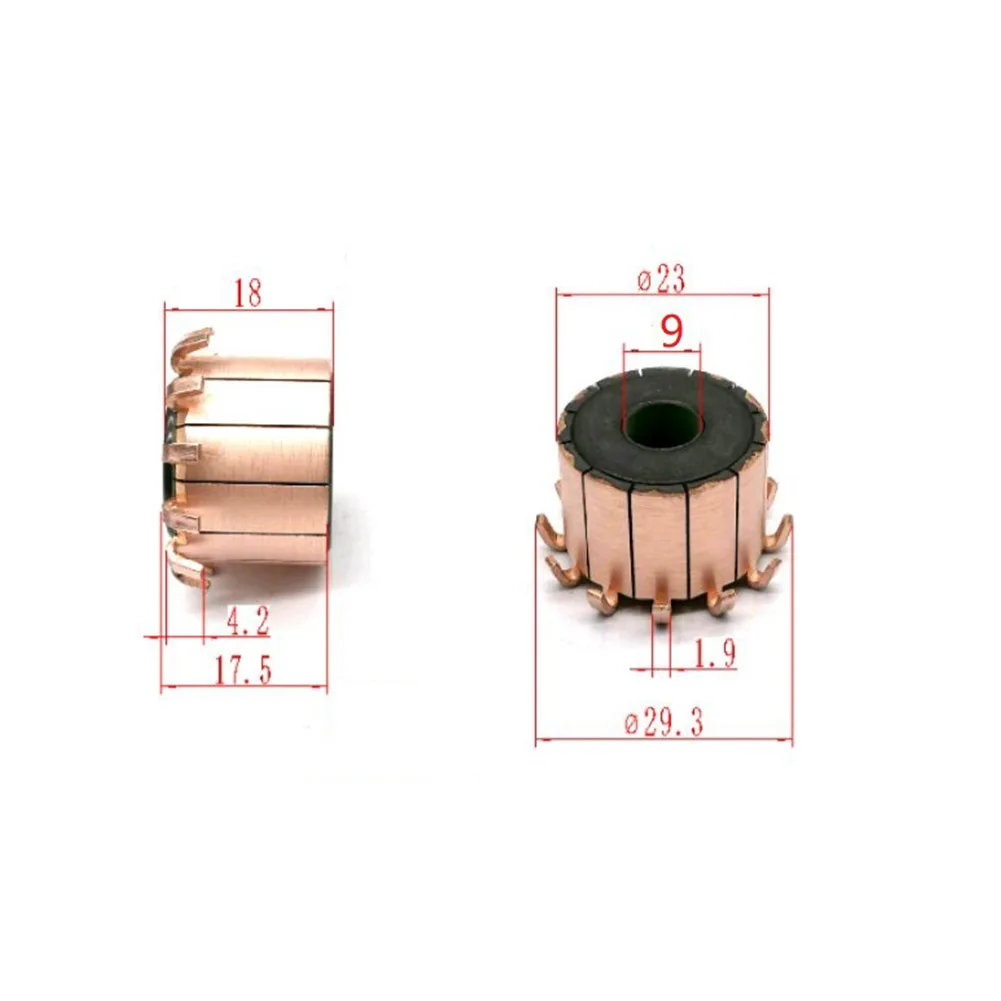 1PC 12P Teeth Copper Hook Type Electrical Motor Commutator 9×23×17.5(18) Mm/23x8x17mm/26x8x17.6mm DC Motor Commutator
1PC 12P Teeth Copper Hook Type Electrical Motor Commutator 9×23×17.5(18) Mm/23x8x17mm/26x8x17.6mm DC Motor Commutator