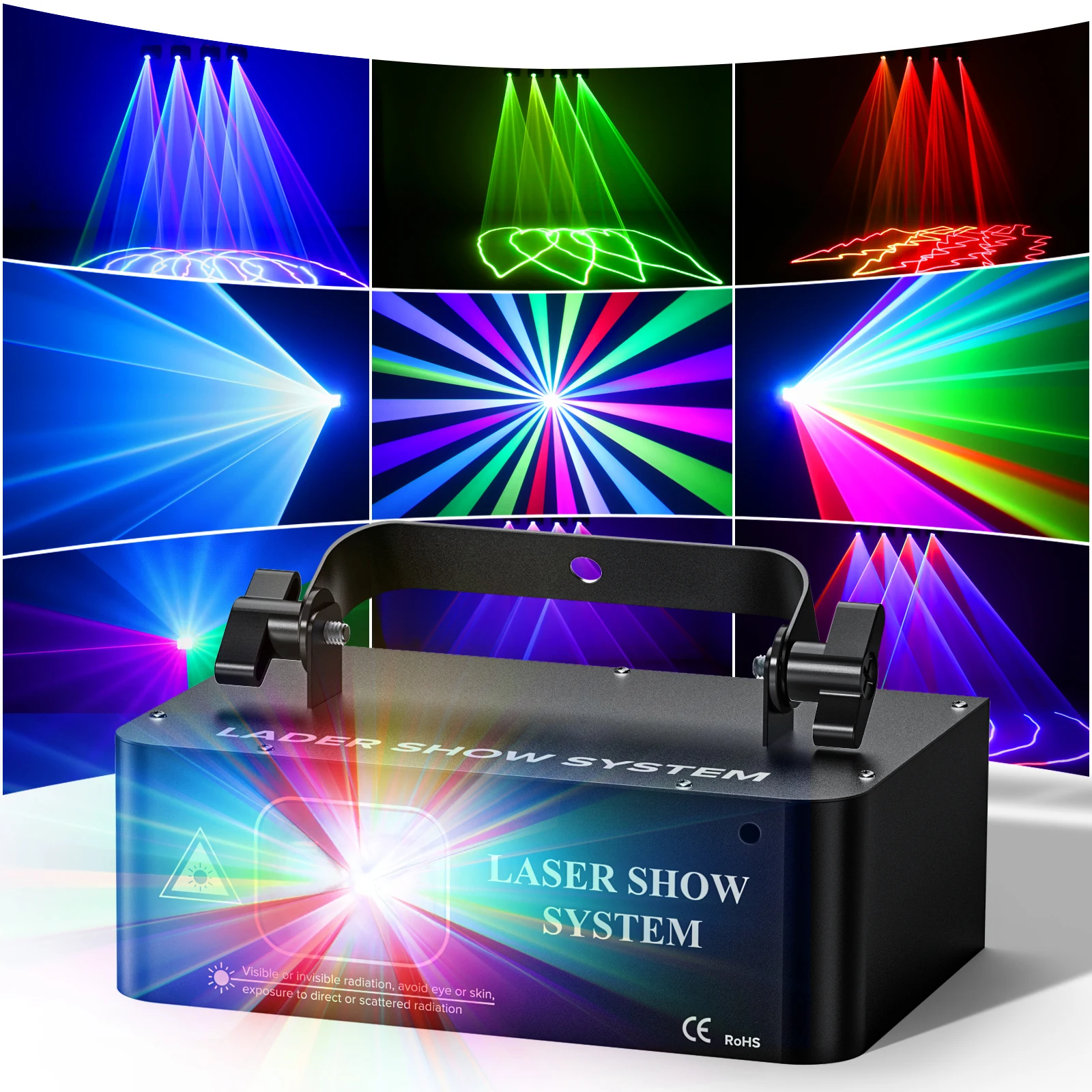 

RGB лазерные сценические огни DMX512, Профессиональный DJ диско, свадьба, вечеринка, бар, клуб, сценическое освещение, проектор со звуковой активацией