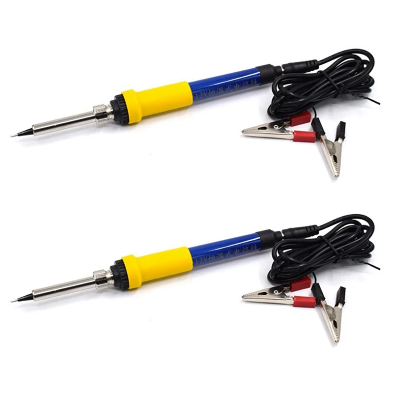 

2X DC 12V Portable Soldering Iron Low-Voltage Car Battery 60W Welding Rework Repair Tools With Aligator Cilp