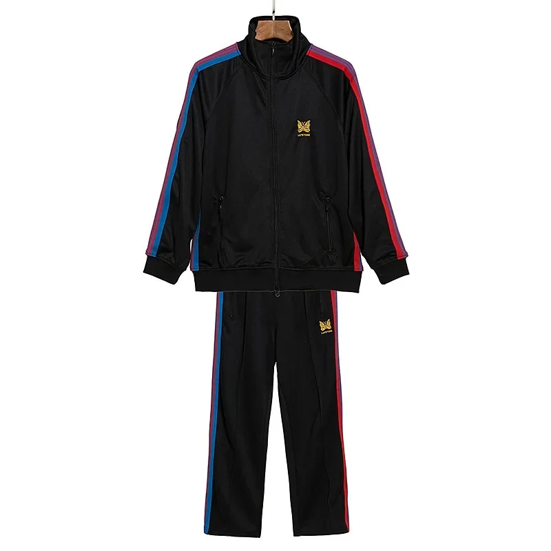 

Top Version Mandarin Duck Contrast Color Track AWGE Y2K NEEDLES jacket set Stripe Butterfly Embroidery AWGE Jacket