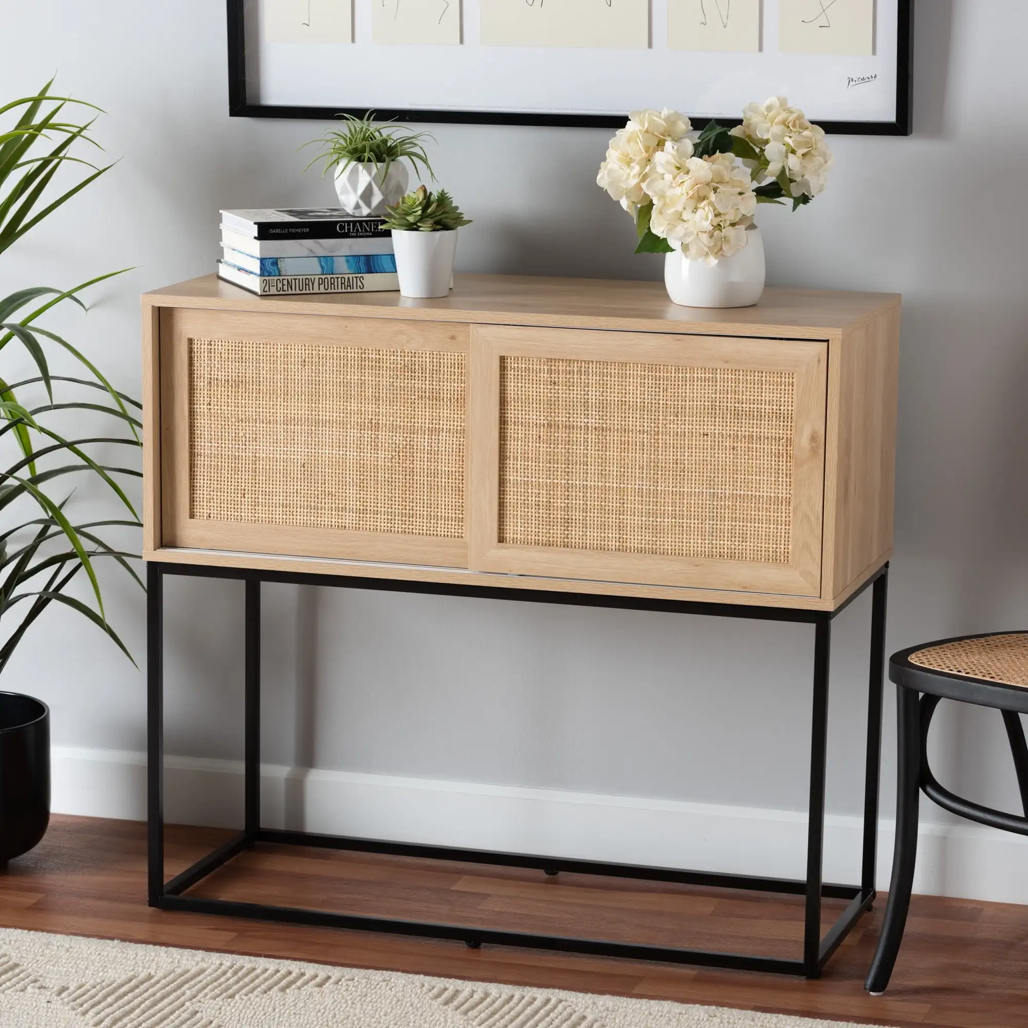 Baxton Studio Amelia Mid-Century Modern Transitional Natural Brown Finished Wood and Natural Rattan Sideboard Buffet
Baxton Studio Amelia Mid-Century Modern Transitional Natural Brown Finished Wood and Natural Rattan Sideboard Buffet