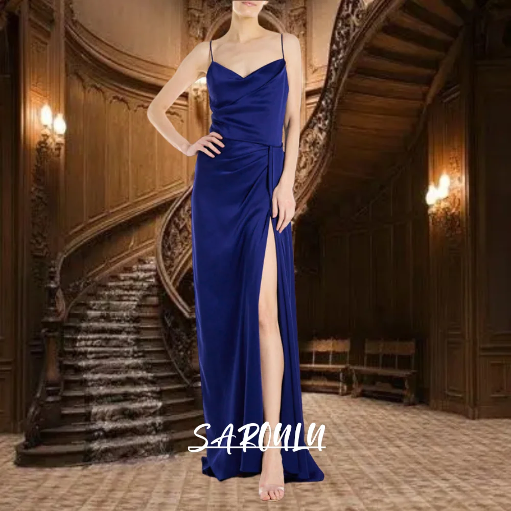 SAROULU Spaghetti Straps Satin Evening Dress Modern Simple Draped Party Gown with Front Slit Robe Sexy Women Dresses
SAROULU Spaghetti Straps Satin Evening Dress Modern Simple Draped Party Gown with Front Slit Robe Sexy Women Dresses