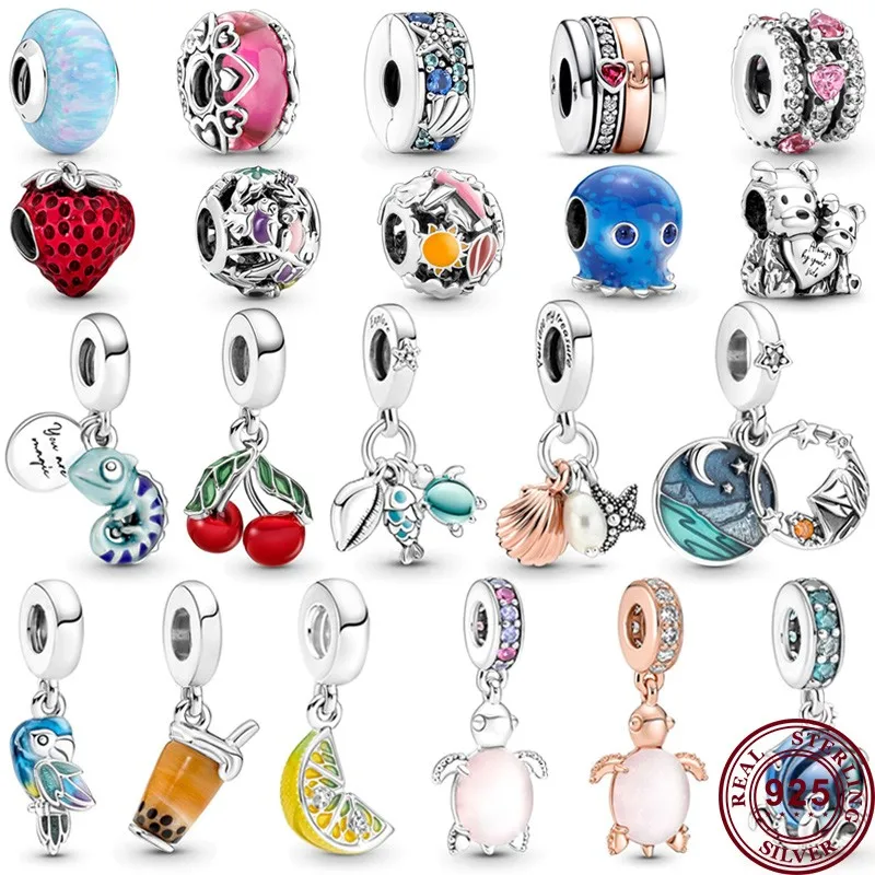

Hot Selling 925 Silver Ocean Series Turtle Octopus Chameleon Logo Beads For Original Women's Bracelet Necklace DIY Charm Jewelry