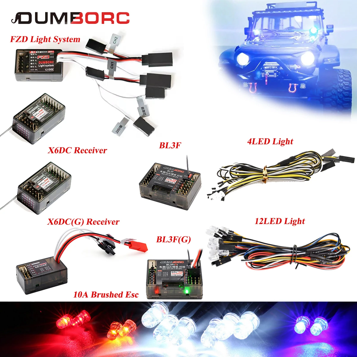 DUMBORC 12LED Light System 10A Brushed ESC Controller X6DCG Gyro Receiver for RC Drift HSP TAMIYA CC01 4WD Axial SCX10 Car Truck
DUMBORC 12LED Light System 10A Brushed ESC Controller X6DCG Gyro Receiver for RC Drift HSP TAMIYA CC01 4WD Axial SCX10 Car Truck