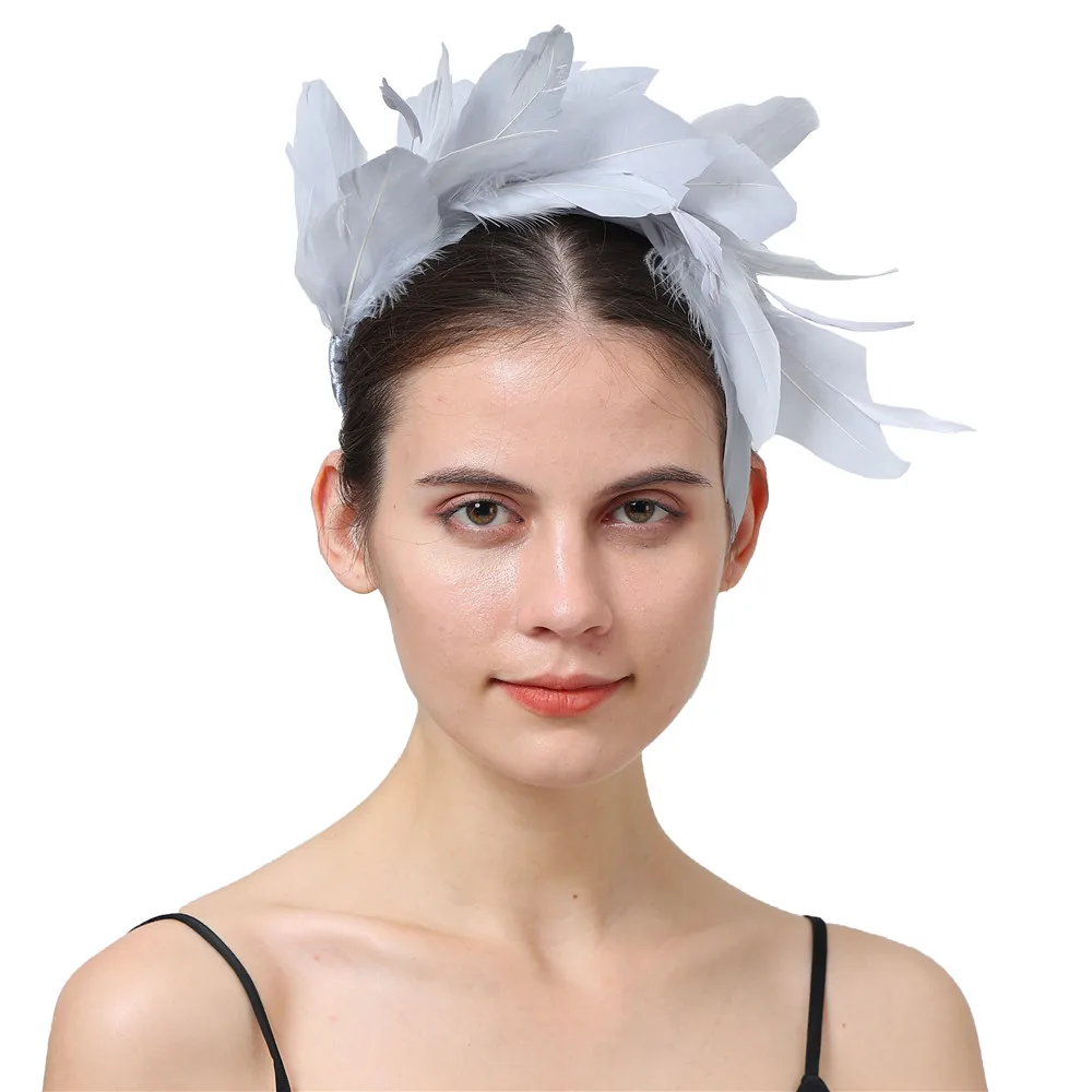 

Женская повязка на голову с перьями, свадебный головной убор, аксессуары для волос, повязка на голову для вечеринки, женский головной убор для невесты
