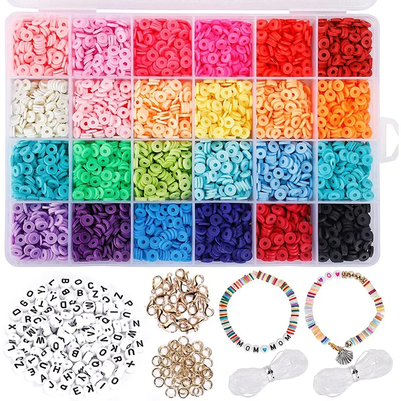 4800 Piece Of Clay Polymer Flat Round Beads Set,130 Pieces Of Letter Beads Lobster Clasp And Jump Ring, Suitable For DIY
4800 Piece Of Clay Polymer Flat Round Beads Set,130 Pieces Of Letter Beads Lobster Clasp And Jump Ring, Suitable For DIY