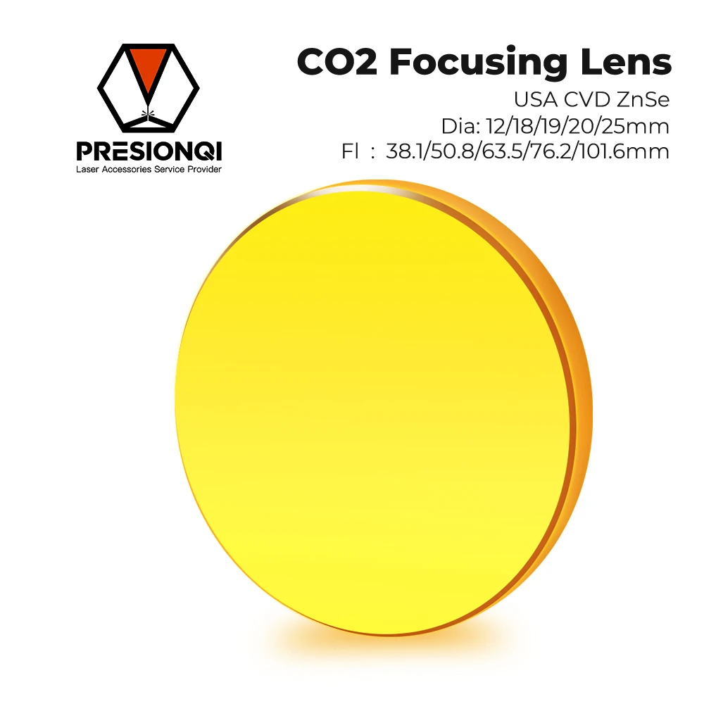 

PRESIONQI CVD Znse CO2 Focusing Lens Dia 12/18/19/20/25mm Fl 38.1/50.8/63.5/76.2/101.6 For Engraving Cutting Machine Accessories