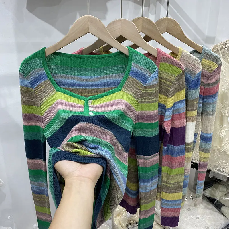 Rainbow Korean Top New Fall Winter Girl Student Pullover Soft Sweater Women's low O-neck Sweater Women Outer Coat Pull Cloth
Rainbow Korean Top New Fall Winter Girl Student Pullover Soft Sweater Women's low O-neck Sweater Women Outer Coat Pull Cloth