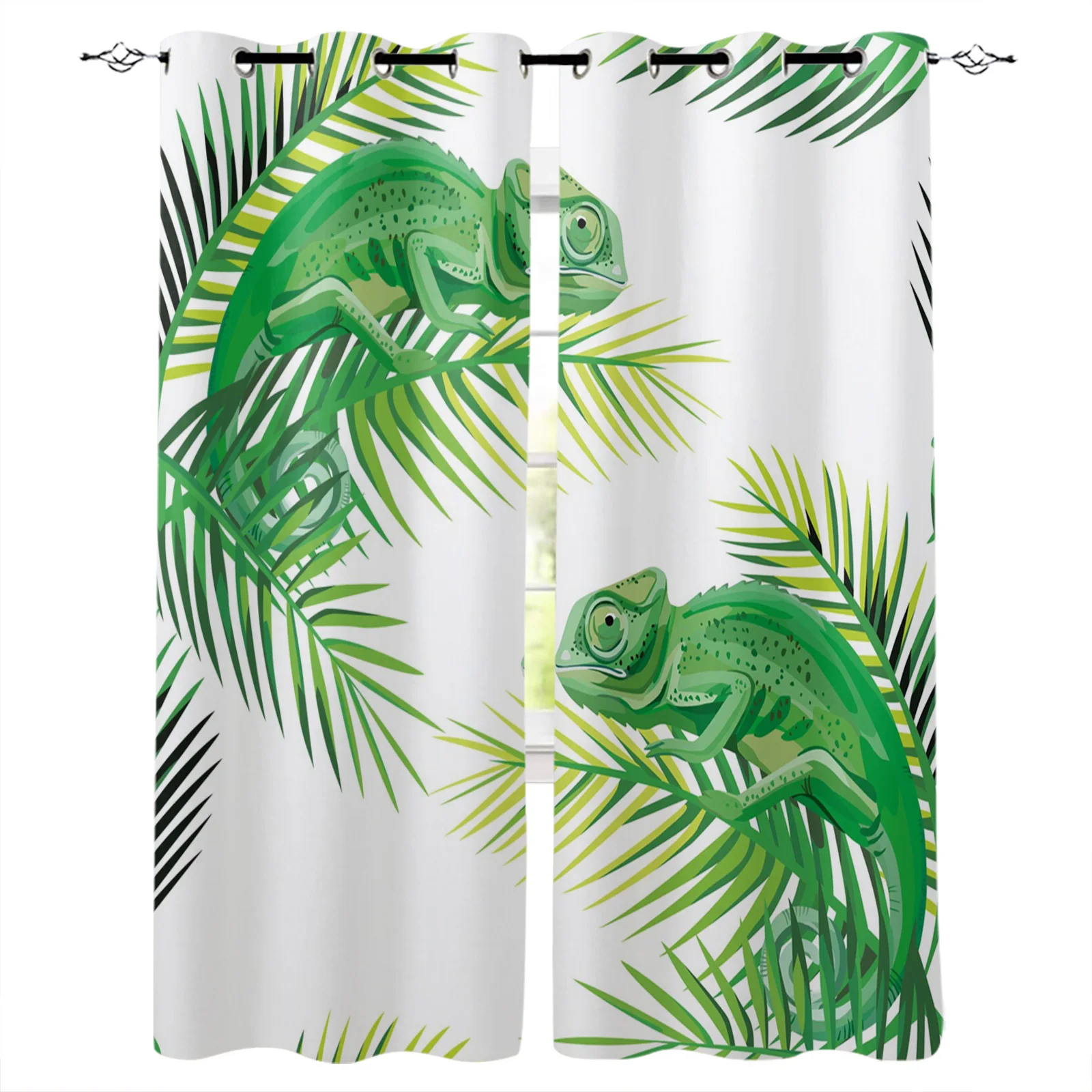Хамелеоновые ящерицы, зеленые и белые затемняющие шторы, оконные шторы для спальни, гостиной, декоративные оконные шторы 
Хамелеоновые ящерицы, зеленые и белые затемняющие шторы, оконные шторы для спальни, гостиной, декоративные оконные шторы