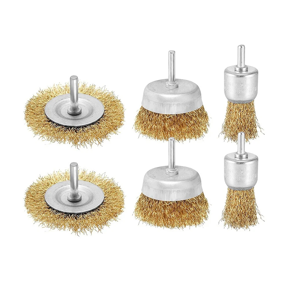 6Pcs Drill Brush Metal Brass Wire Wheel Cup Brush 6mm Shank Drill Bit Set For Rust Removal Tile Glass Marble Concrete Cleaning
6Pcs Drill Brush Metal Brass Wire Wheel Cup Brush 6mm Shank Drill Bit Set For Rust Removal Tile Glass Marble Concrete Cleaning