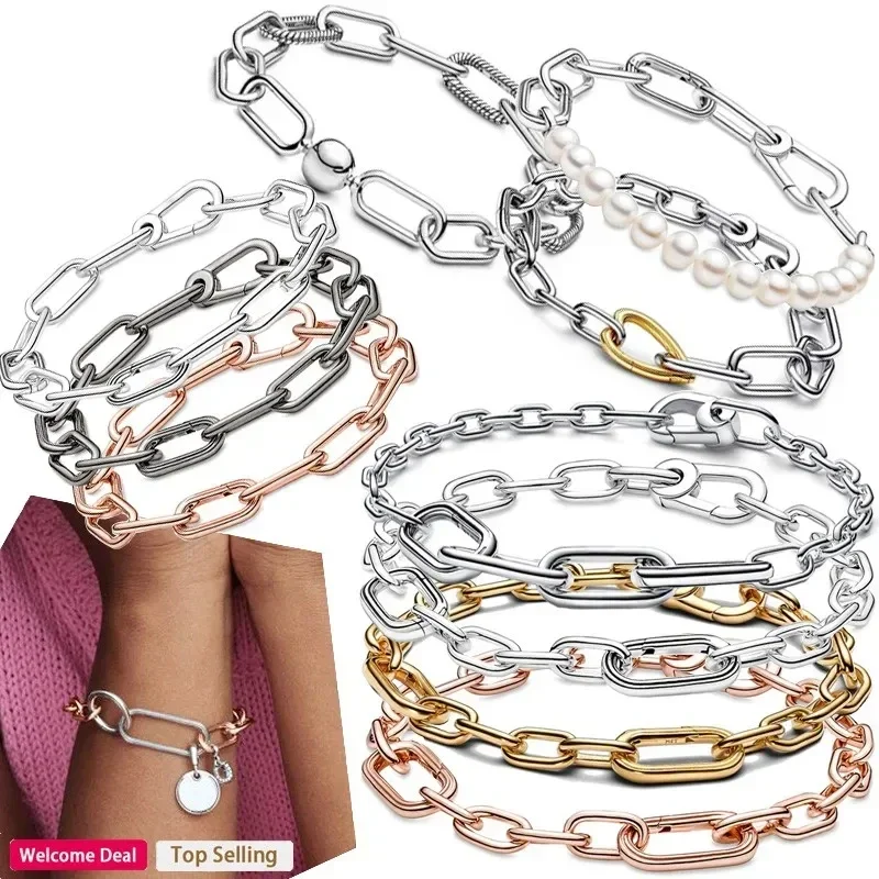 Popular Women's 925 Sterling Silver Two Tone Heart Shaped Pearl Logo ME Chain Bracelet Fit Original Charm DIY Jewelry
Popular Women's 925 Sterling Silver Two Tone Heart Shaped Pearl Logo ME Chain Bracelet Fit Original Charm DIY Jewelry