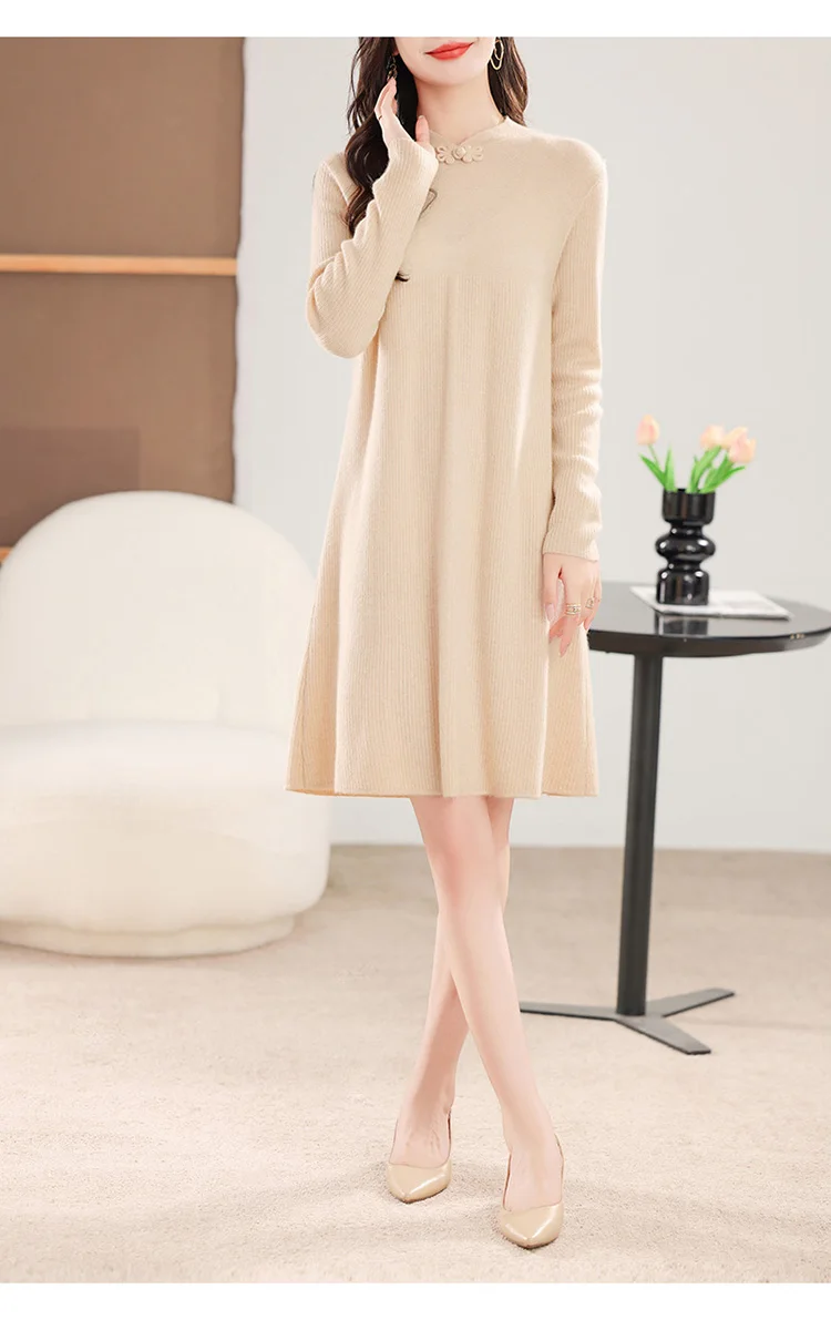 فستان نسائي طويل محبوك ، صوف ميرينو ، فستان تنحيف ، الأكثر مبيعًا في الشتاء والخريف ، جديد فستان نسائي طويل محبوك ، صوف ميرينو ، فستان تنحيف ، الأكثر مبيعًا في الشتاء والخريف ، جديد