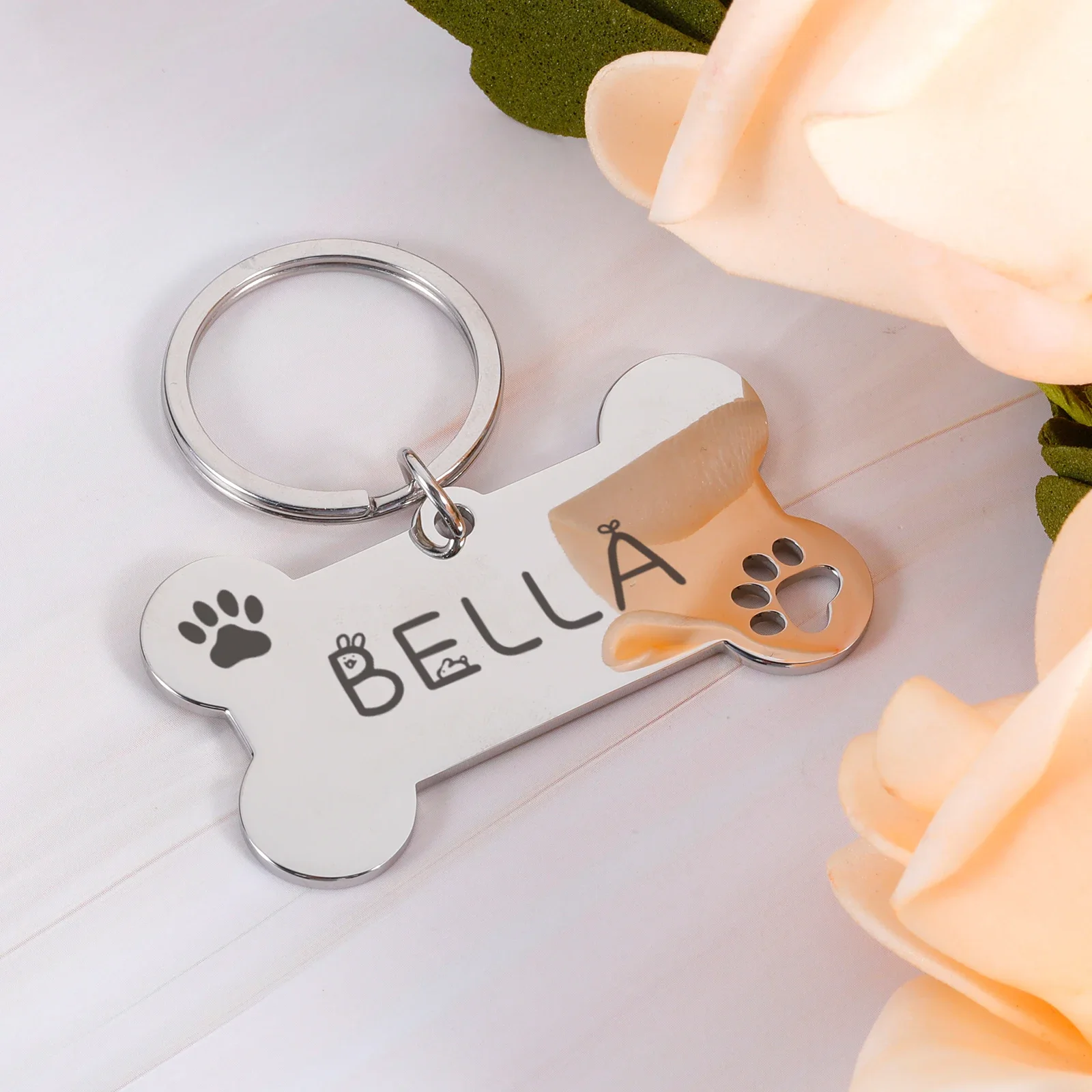 

Personalized Pet Dog Tags Shiny Steel Bone ID Tags Engraving Name Kitten Puppy Anti-lost Collar Tag for Dog Cat Nameplate Pets