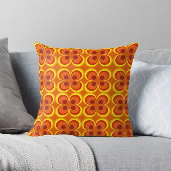 

1970S Burnt Orange Retro Design Printing Throw Pillow Cover Bed Soft Wedding Anime Decorative Pillows not include One Side
