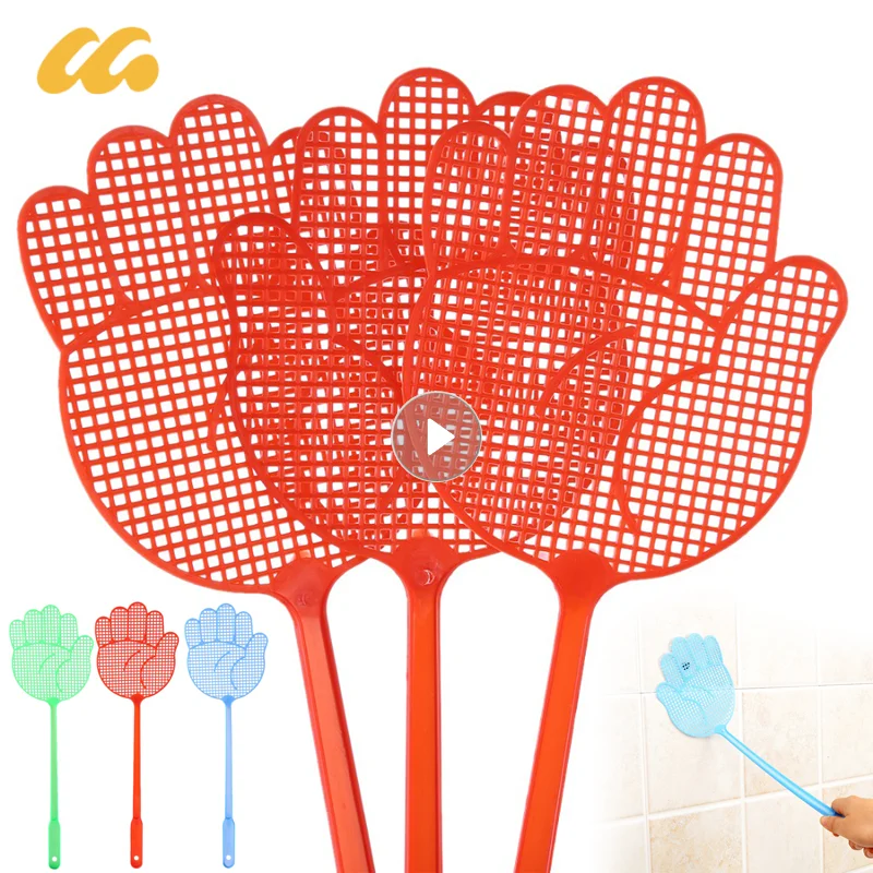 

Flyswatter Long Handle Cute Palm Shaped Fly Swatters Mosquito Pest Control Insect Killer Home Plastic Flies Pat Flapper Kitchen