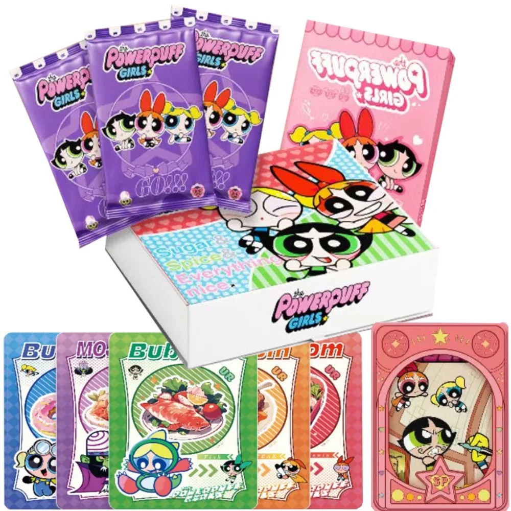 

The Powerpuff Girls Collection Card For Children Genuine Action Animation Blossom Bubbles Buttercup Limited Card Kids Gifts