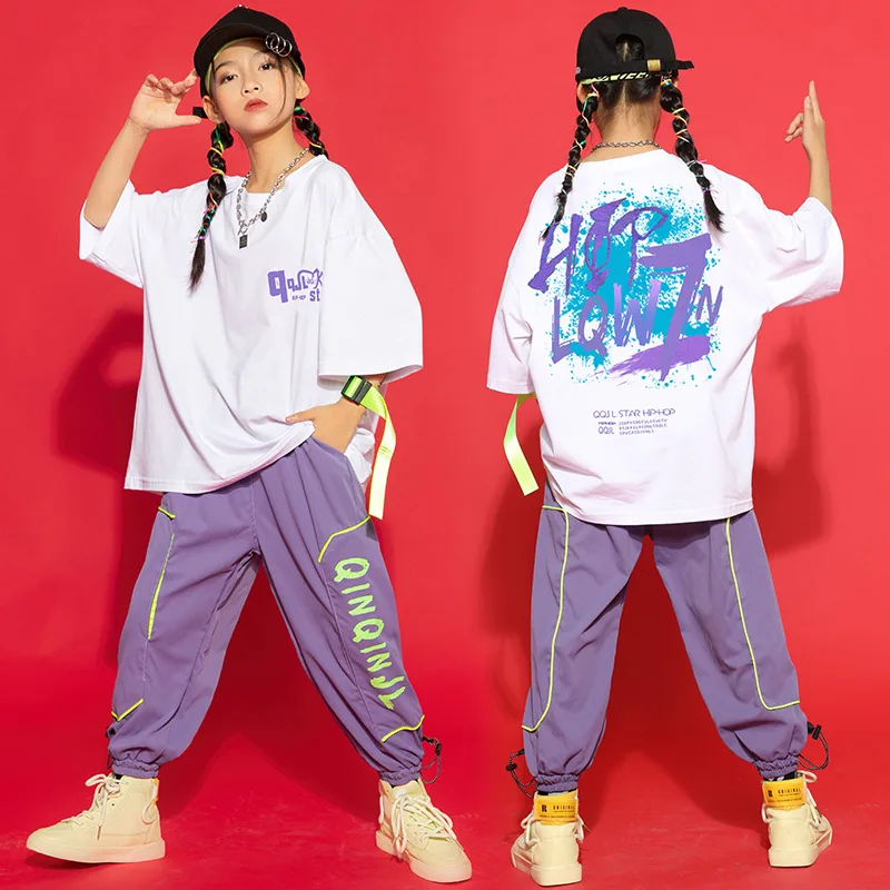 Streetwear Girl Ballroom Jazz Practice Wear Rave Clothes Kids Hip Hop Dance Costume Loose White T Shirt Purple Pants Boys
Streetwear Girl Ballroom Jazz Practice Wear Rave Clothes Kids Hip Hop Dance Costume Loose White T Shirt Purple Pants Boys