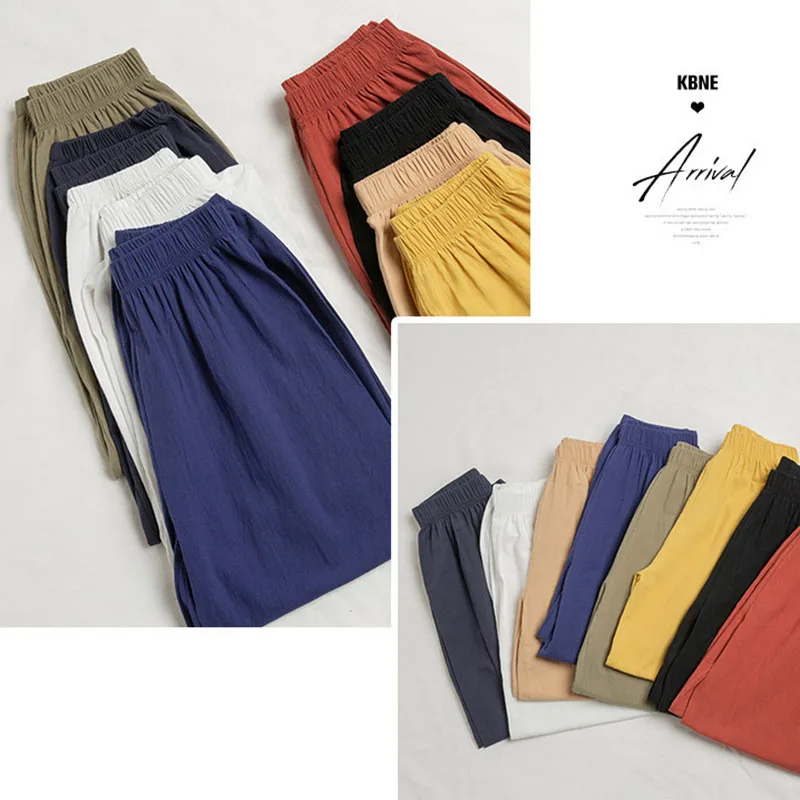 Women Casual Loose Cozy Harem Pants for 2026 New Summer Elastic Waist Beach Linen Pants Solid Color All-match Lantern Trousers 46 S20c7be2befd24de0b9e4452252310451j