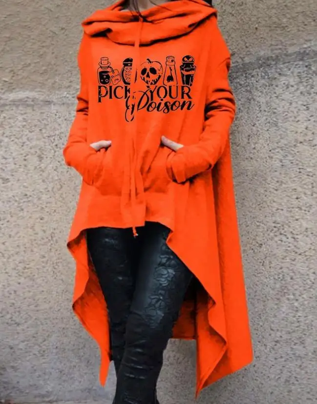 Casual Hoodie Blouse for Woman Graphic Halloween Long Sleeve Pocket Decor Asymmetrical Top Autumn/winter Female Fashion Pullover
Casual Hoodie Blouse for Woman Graphic Halloween Long Sleeve Pocket Decor Asymmetrical Top Autumn/winter Female Fashion Pullover